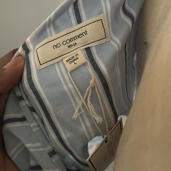 Blue Striped Off-Shoulder Shirt - Size L | Ruffle Detail, NWT | Stylish & Fresh - Picture 4 of 6